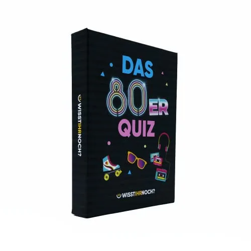 Wisst Ihr Noch? Das 80er Jahre Quiz als Kartenspiel mit 200 Fragen in 4 Kategorien. Ratespaß für Spieleabende, Kneipenquiz, Gesellschaftsspiel, Silvester