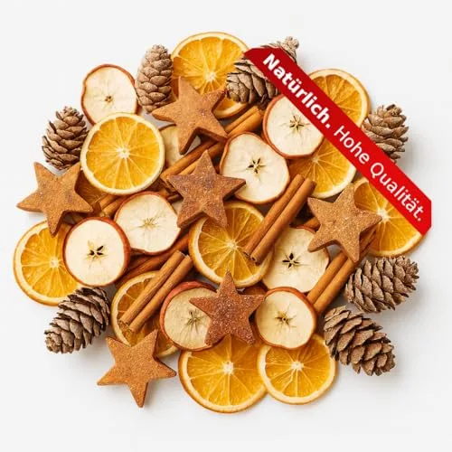NaDeco Weihnachts-Potpourri 250g, Weihnachtsdeko, Adventskranz Deko Set, Weihnachten Dekoration Bastelset, Adventsdeko Gesteck mit Zimtstangen Orangenscheiben Apfelscheiben Tannenzapfen Kokossternen
