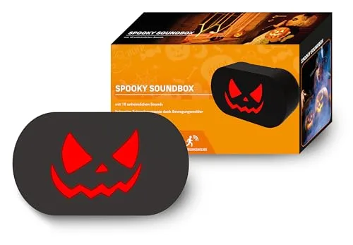 Northpoint Halloween Spooky Soundbox mit gruseligen Geräuschen roten LEDs Bewegungsmelder und wiederaufladbarem Akku (Pumpkinface)