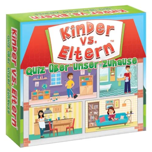 Kinder vs Eltern Spiel Quiz über Unser Zuhause Brettspiele ab 6 Jahre Gesellschaftsspiele Familienspiele Kartenspiele Kinderspiele Familienquiz Partyspiele Quiz Spiel | 52 Karten | 208 Fragen