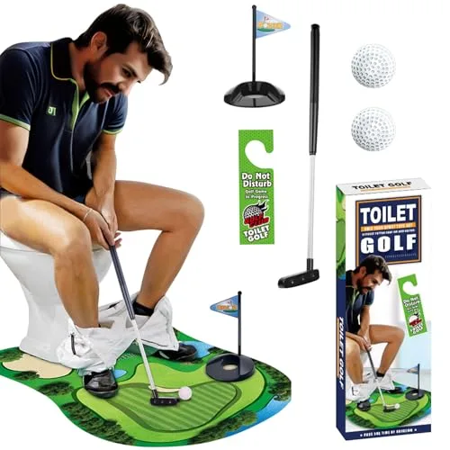 bluaqua Toilettengolf Geschenk Set,Minigolfspiel mit Schläger & Bällen Toiletten Golf Set, minigolf für zuhause,Toiletten Golf Set