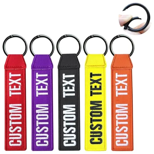 Brillianne Personalisierte Schlüsselanhänger, Doppelseitig bestickter Text namen-Gepäckanhänger, Benutzerdefinierter Geschenke Schlüsselanhängers für Damen Herren Motorrad Rucksäcke Schlüssel