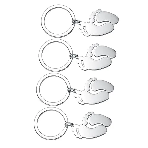 HOUDERCO Fußabdruck-schlüsselanhänger Ornament 4 Stück Edelstahl-schlüsselanhänger Für Frauen Baby-fußabdruck-