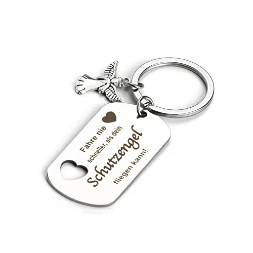 Hightopup Schlüsselanhänger Auto Schutzengel Führerschein Bestanden Geschenk Adventskalender Füllung Fahren Vorsicht Weihnachtsgeschenke Für Frauen Männer Engel Glücksbringer Auto Motorrad Geschenke