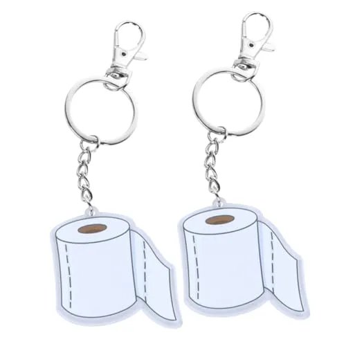 DEARMAMY 2stücke Lustige Acryl Schlüsselanhänger Toilettenpapier Design Transparenter Anhänger Aus Acryl Vielseitige Taschen-deko Langlebiges Auto Handtaschen-accessoire Für Damen