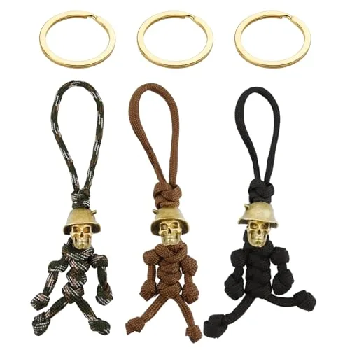 anyts Motorrad Schlüsselanhänger,Individualität Paracord,3 Stücke Totenkopf Schlüsselanhänger-Fahrrad,Geeignet für Geldbörsen, Gepäck, Koffer