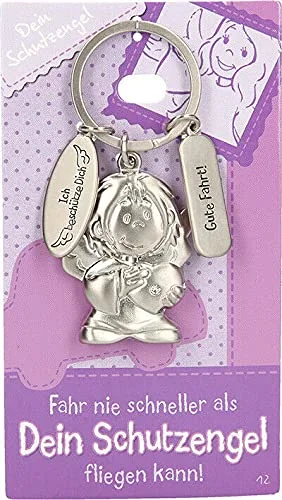 Depesche 7518-012 Schutzengel Schlüssel-Anhänger aus Metall, Glücksbringer mit Engel, Schlüsselring und liebevoller Botschaft, zum Verschenken an Familienmitglieder, Freunde und Bekannte