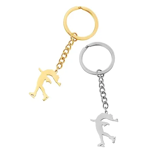VANZACK Schlittschuh Schlüsselanhänger 2 Stück Eiskunstlauf Figuren Dekoration Edelstahl Taschenschmuck Für Rucksack Und Schlüssel