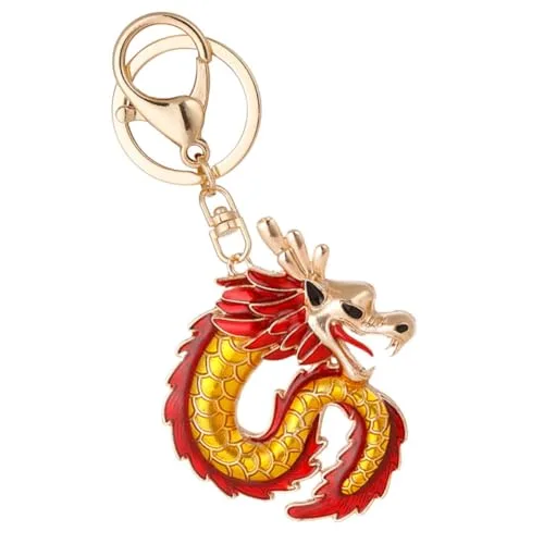 PACKOVE Metall Schlüsselanhänger Drache Roter Glücksbringer Drachen Symbol Anhänger für Tasche zum Chinesischen Neujahr
