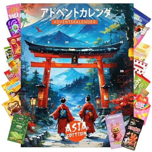 Asia Adventskalender 2025 mit Japanischen Süßigkeiten, Koreanischen Süßigkeiten & vielen weiteren Snacks - Weihnachtskalender für Kinder, Frauen & Männer (XL)