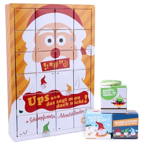 Lustiger Schimpfwörter Adventskalender 2025 – Weihnachtskalender für Kinder & Erwachsene mit 24 liebevoll illustrierten Würfeln, witzigen Schimpfwörtern, spaßigen Süßigkeiten & süßen Überraschungen