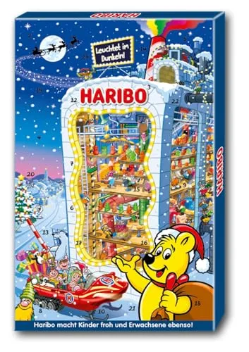 HARIBO Adventskalender 2025 mit 24 Mini-Tüten (300g) | Gummibärchen, Fruchtgummi & Maoam | Süßigkeiten Weihnachtskalender für Kinder & Familien – bunte Überraschung bis Heiligabend