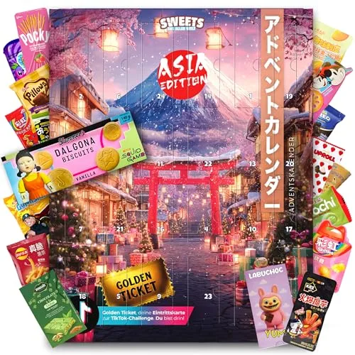 Asiatische Süßigkeiten Adventskalender 2025 - Japanische, koreanische & weitere Snacks - Weihnachtskalender von Sweets aus aller Welt (XL)