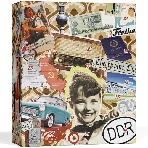 DDR Adventskalender 2025 [DDR KLASSIKER] – DDR Weihnachtskalender – Adventskalender Ost-Deutschland Ostalgie Geschenkset (24 Ostdeutsche Produkte)