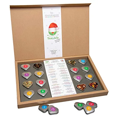 TEALAVIE Tee-Adventskalender 2025 | 24 hochwertige lose Tees in edlen Teedosen | Handmade | Merry Christmas Happy New Year (Set), Chanukka - jetzt zu Weihnachten 2025 schenken 220g