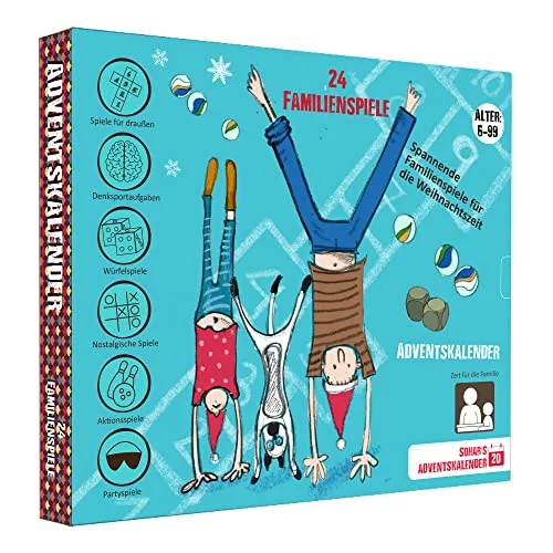 Adventskalender 2025 Spiele für die ganze Familie Die 24 besten Familienspiele in nur einer Box! Mit bebilderter Schritt-für-Schritt-Anleitung Ab 6 Jahren – Deutsche Ausgabe
