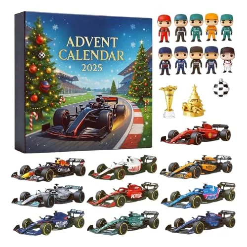 Racing 2025 Weihnachten Adventskalender 24 Tage Countdown 2D Racing Team Ornament Urlaub Überraschung für Jungen und Mädchen (1pcs)