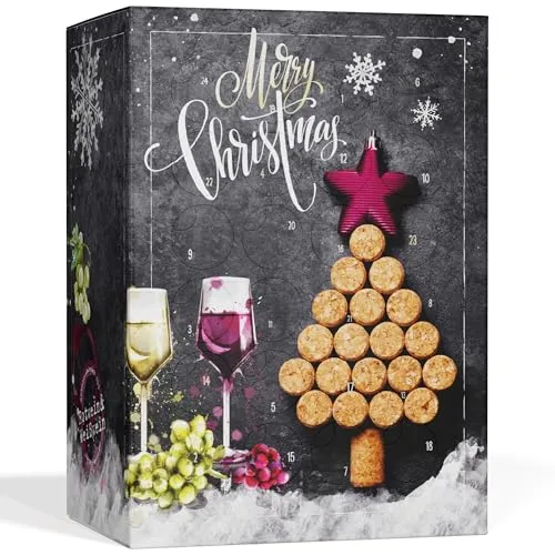 BOXILAND® Wein Adventskalender 2025 [FEINSTE WEINSELEKTION] - Ausgefallener Adventskalender Alkohol 2025 für Frauen & Männer - Weihnachtskalender mit 24 Weinsorten Weiß,Rot & Rosé (Handverpackt in DE)