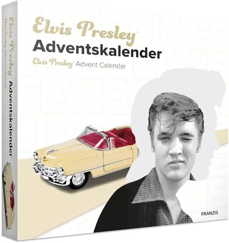 Franzis 55120 - Elvis Presley Adventskalender, Cadillac Eldorado Metallmodell im Maßstab 1:37, inkl. Soundmodul und 52-seitigem Begleitbuch