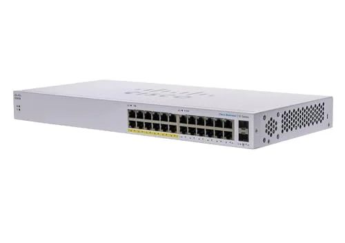 Cisco Business CBS110-24PP-D Unmanaged Switch | 24﻿ GE-Ports | Partial PoE | 2 x 1G-SFP Shared | Begrenzter Lebenszeitschutz (CBS110-24PP-D)