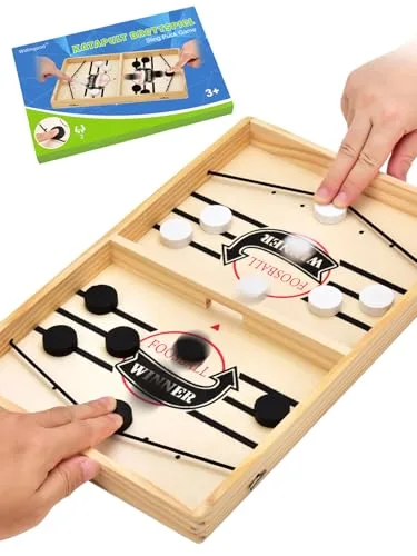 Hockey Brettspiel, Holz Sling Puck Spiel, Zwei-Spieler-Brettspiel,Tischhockey, Schnell Bouncing Brettspiel, Portable Schachbrettset Partyspiele Tisch-Desktop-Spiel