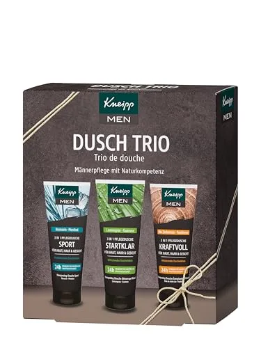 Kneipp Men Geschenkset Dusch Trio - ausgewählte 3 in 1 Duschen Bestseller: Sport, Startklar und Kraftvoll - ideales Geschenk für den gepflegten Mann – 3x75ml