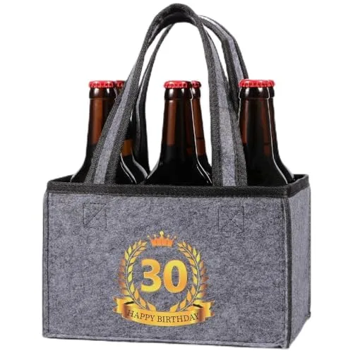 30 Geburtstag Männerhandtasche Bier - Männerhandtasche Vatertag, Herrenhandtasche Bier für Männer Frauen Freund Kollegen Biertasche aus Hochwertigem Filz Flaschenträger, Männergeschenke Weihnachten