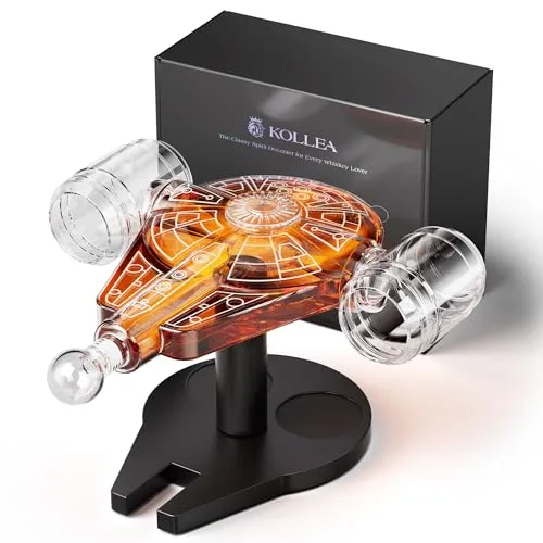 Kollea Geburtstagsgeschenke für Männer Väter, Galaxy Raumschiff Whiskey-Abfüllergeschenksets, Raumfahrzeug Limited Edition, 2 Shot-Gläser, Einzigartige Geschenkidee für Bruder, Abfüllerglas für Bar