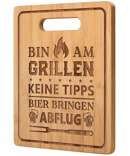 CheriGift Geschenke für Männer, Grill Bambus Schneidebrett für Männer, Lustige Geschenke für Papa Opa Geburtstag Vatertagsgeschenk