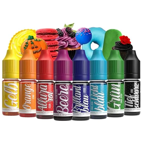 Belissia Lebensmittelfarbe Set 8x10ml extrem hoch konzentriert, flüssig zum Färben von Getränken, Teig, Toppings und allen anderen