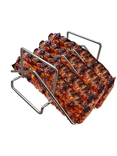 BBQNovation Multifunktionales Edelstahl-Rib-Rack/Rippenständer/Rippchenhalter/Rib Halter