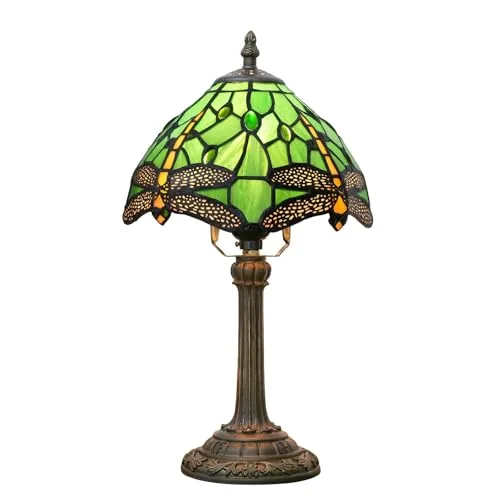 wecrejoni Tiffany Lampe, Nachttischlampe, Buntglaslampe für Schlafzimmer, Wohnheim, Küche, ästhetisches, süßes Wohndekor-Geschenk (Libelle)