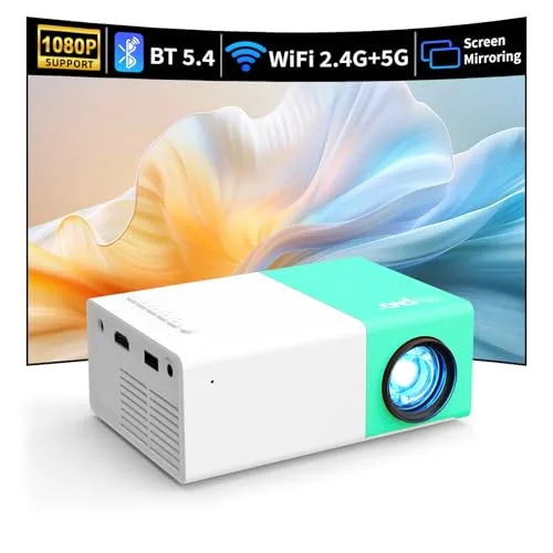 Mini Beamer, wepvo Tragbarer mini Projektor LED Video-Beamer für Heimkino,Film Projektor für Draußen mit HDMI/USB (YG300Plus)