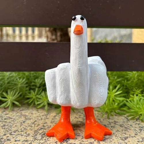 Qobobo Mittelfinger Ente, Duck You Ente Mittel-Finger Lustige Statue Harz büro Deko Decoration Aesthetic - Witzige Geschenke