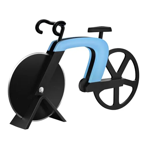 Pizzaschneider, Fahrrad Pizzaschneider, Klingen aus Rostfreiem Stahl mit Antihaft -Beschichtung, Geschenk, für Interessantes Weihnachtengeschenk, Blau
