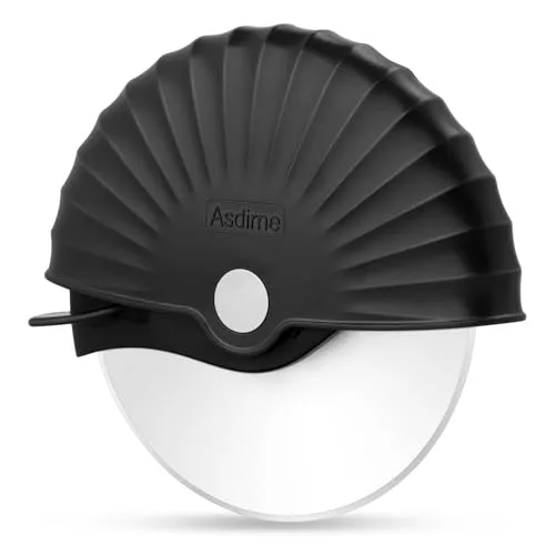 Asdirne Pizzaschneiderrad mit schützender Klingenabdeckung, abnehmbar und spülmaschinenfest, schwarz