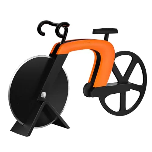 G.a HOMEFAVOR Fahrrad Pizzaschneider, Klingen aus Rostfreiem Stahl mit Antihaft -Beschichtung, Orange
