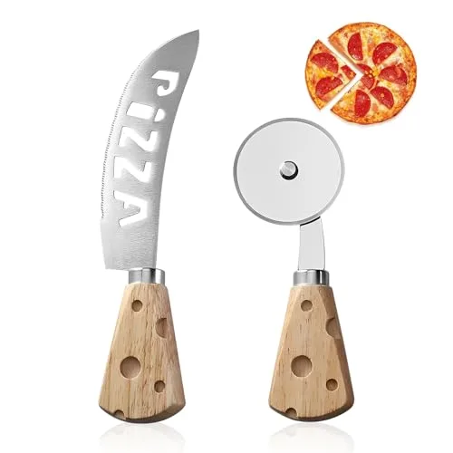 Zliger Pizzaschneider, 2 Stück Pizza Schneider, Pizzaschneider aus Edelstahl, Pizza Cutter für Gebäck, Brot, Pizza, Weich- und Hartkäse