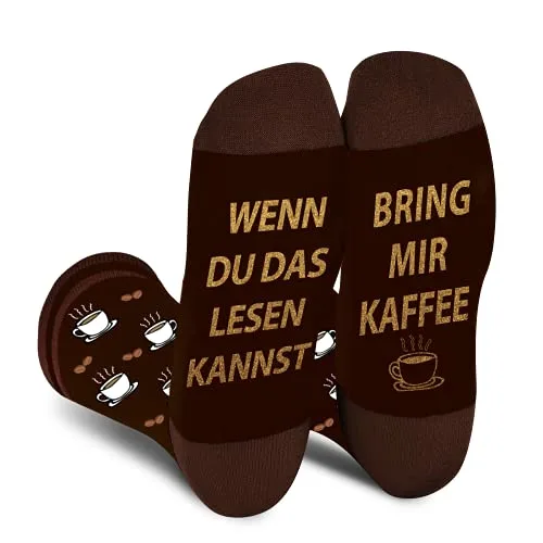 Lustige Kaffee Socken Herren Papa Junge - Wenn Du Das Lesen Kannst Bring Mir Kaffee - Bunte Männer Witzige Motiv Coole Verrückte Socken Ostern Geschenk Vatertag Weihnachten Strümpfe Geschenkideen