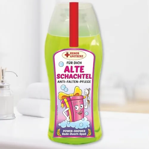 Spaß Duschbäder Duschgel Shampoo - Anti Falten Pflege Alte Schachtel - Geschenk für alte Schachteln und Frauen mit Humor | Geburtstagsgeschenk Spaßgeschenk Humorapotheke