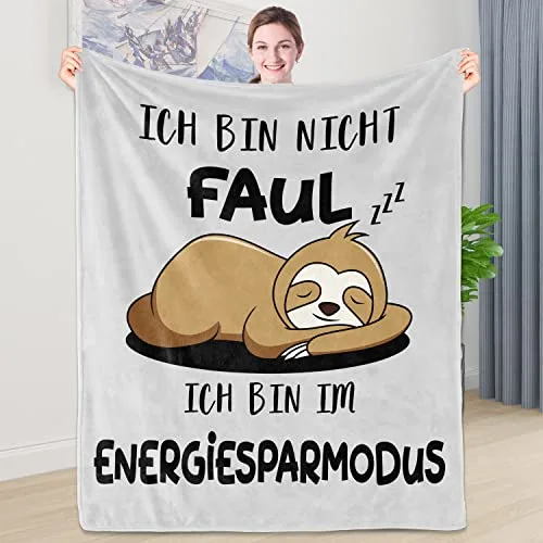 Shoppawhile Faultier Decke Flanell 130×150 cm - Lustige Geschenke für Frauen und Männer - Witzige Geschenke für Freundin zu Weihnachten Geburtstag