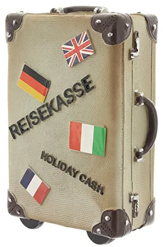 Wurm Spardose REISEKOFFER Keramik grau 15cmx11cm