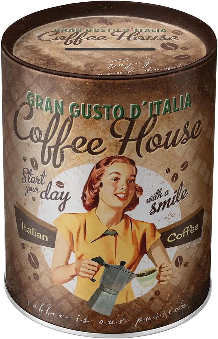 Nostalgic-Art Retro Spardose, 1 l, Coffee Fund – Geschenk-Idee für Kaffee-Fans, Sparschwein aus Metall, Vintage Blech-Sparbüchse, Kaffee-Deko