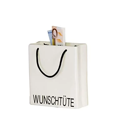 Casablanca Spardose Wunscherfüller – Sparbüchse Money Box als Verpackung Geldgeschenk – Schriftzug Wunschtüte – 13 x 5 x Höhe 14 cm