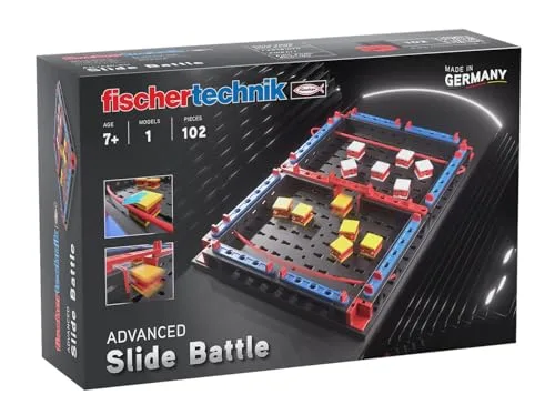 fischertechnik 569014 Advanced Slide Battle / Baukasten für Kinder ab 7 Jahre, Konstruktionsspielzeug, Geschicklichkeitsspiel mit Schleuder Gummi, Schwarz
