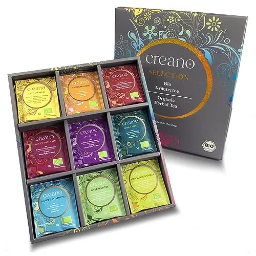 Creano Bio Kräutertee Geschenkset „ORGANIC HERBAL TEA“ - 27 Bio-Teebeutel in 9 unterschiedlichen Sorten - 54g - NEUHEIT*