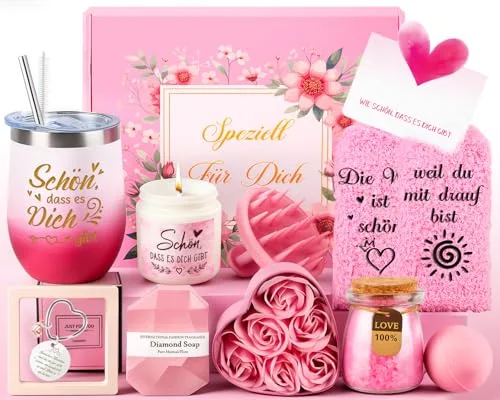 Giftota Geschenke für Frauen, Rosa 11-tlg. Spa Selfcare Geschenkidee für Frauen, Wellness Geschenkset Freundin Geburtstag Valentinstag Muttertag Weihnachtstag Geschenke Mama, Schwester, Beste Freundin