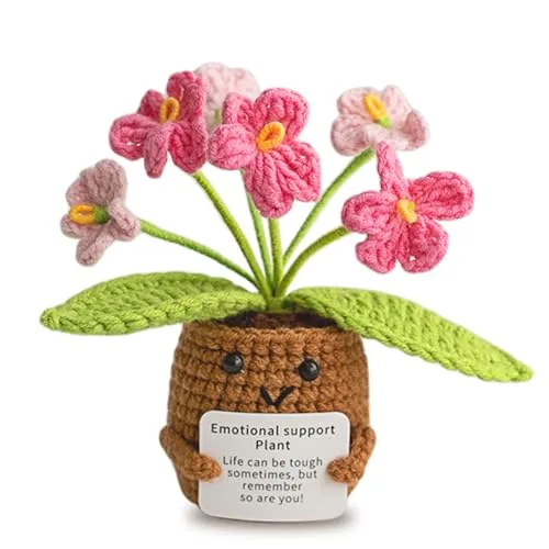Aruigu Pocket Hug Vergissmeinnicht-Blumen - Positive Potato Kartoffel Serien Gehäkelte Glücksbringer Gute Besserung Genesungsgeschenke Geschenke Prüfung Zeugnis Geburtstagsgeschenk Freunden Kollegen