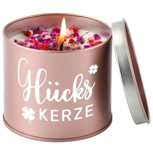 PRSTENLY Weihnachtsgeschenke für Frauen Geburtstag Frau-Glückskerze-9OZ Duftkerzen Hochzeit Dankeschön Wichtelgeschenke für Kollegen Abschiedsgeschenk Lehrerin, Geschenk für Freundin Mama Oma