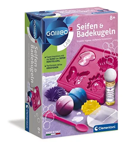 Clementoni Galileo Lab Seifen und Badekugeln - Spielzeug für Kinder ab 8 Jahren mit bunten Seifen, duftender Badezusatz & sprudelnde Badebomben zum Selbstmachen von Clementoni 59013